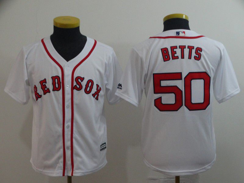 Youth Boston Red Sox #50 Betts White Game MLB Jerseys
